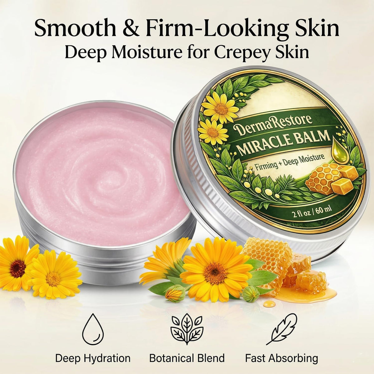 Minnah Derma Restore Balm creamy texture close-up highlighting fast absorption