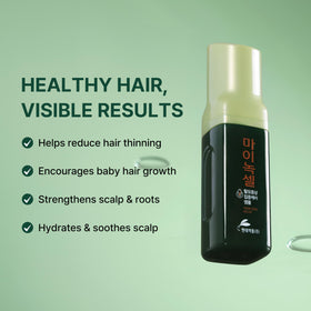 MINOXELL dropper dispensing serum showing lightweight texture and quick absorption benefit