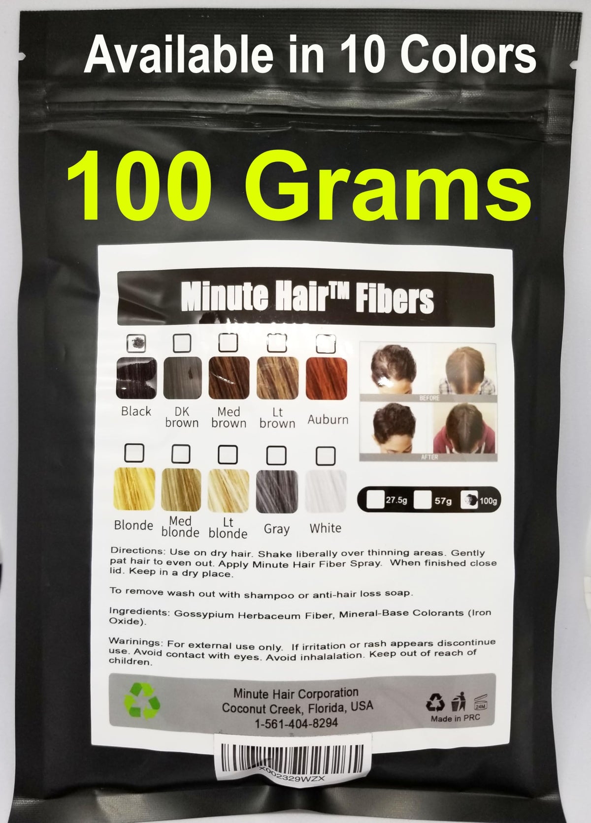 Minute Hair front packaging light brown shows refill size and easy use benefit
