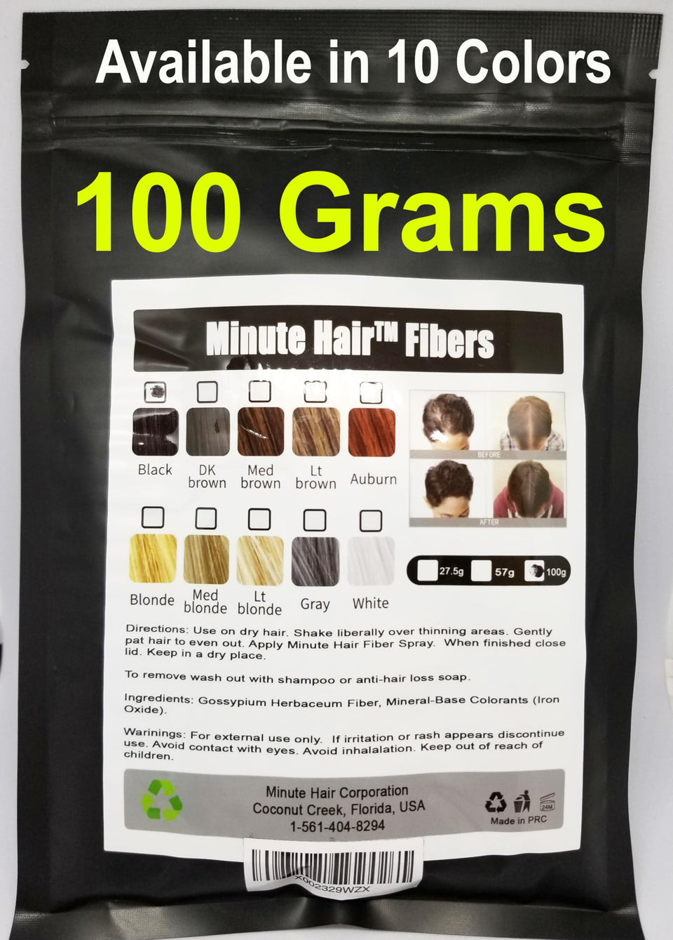 Minute Hair front packaging light brown shows refill size and easy use benefit