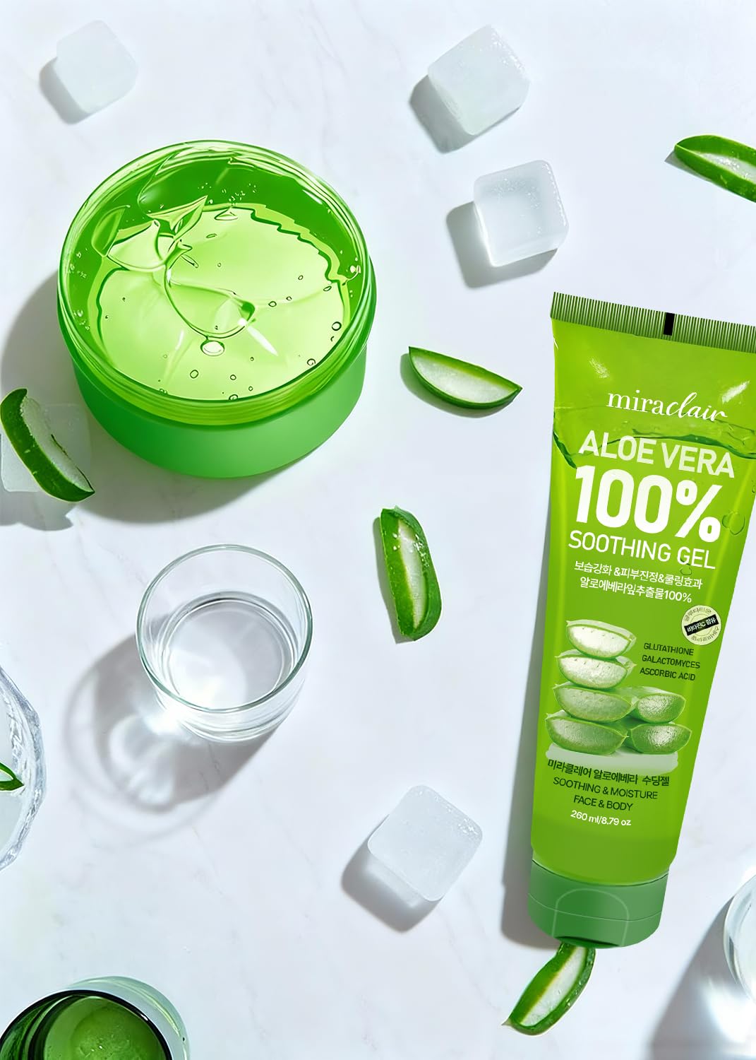 MIRACLAIR gel applied to sunburned shoulder providing instant cooling