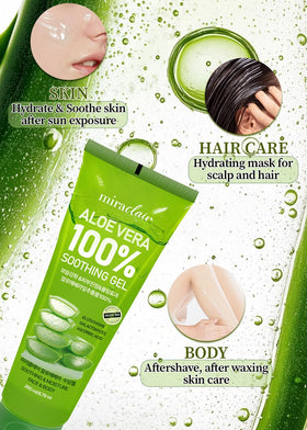 MIRACLAIR clear aloe gel texture close-up highlighting lightweight absorption