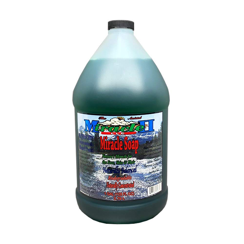 Miracle II gallon front label showing product and volume, highlights long-lasting supply