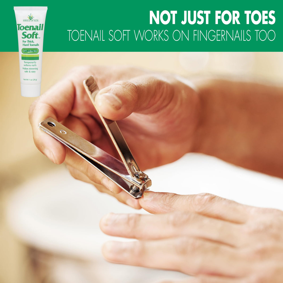 Miracle of Aloe before and after trimmed toenail showcasing neater nails