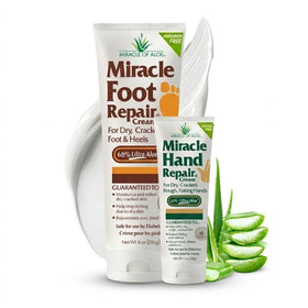 Miracle of Aloe foot jar front showing product and clear lid for quick identification and benefit