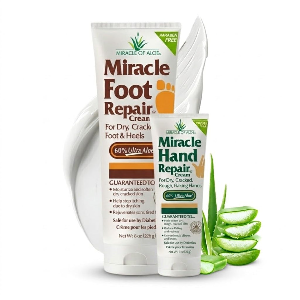 Miracle of Aloe foot jar front showing product and clear lid for quick identification and benefit