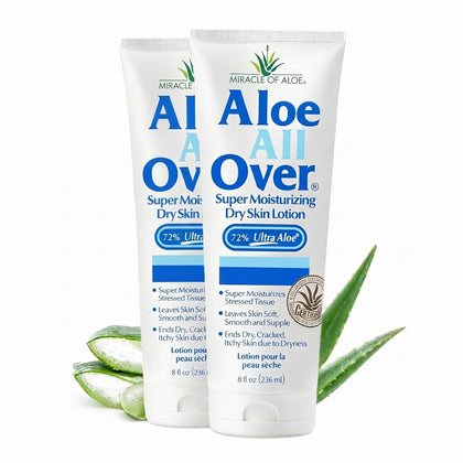 Miracle of Aloe front packaging showing two 8 oz bottles and benefits