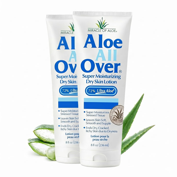 Miracle of Aloe front packaging showing two 8 oz bottles and benefits
