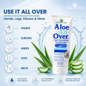Miracle of Aloe applied to hand to demonstrate instant hydration benefit