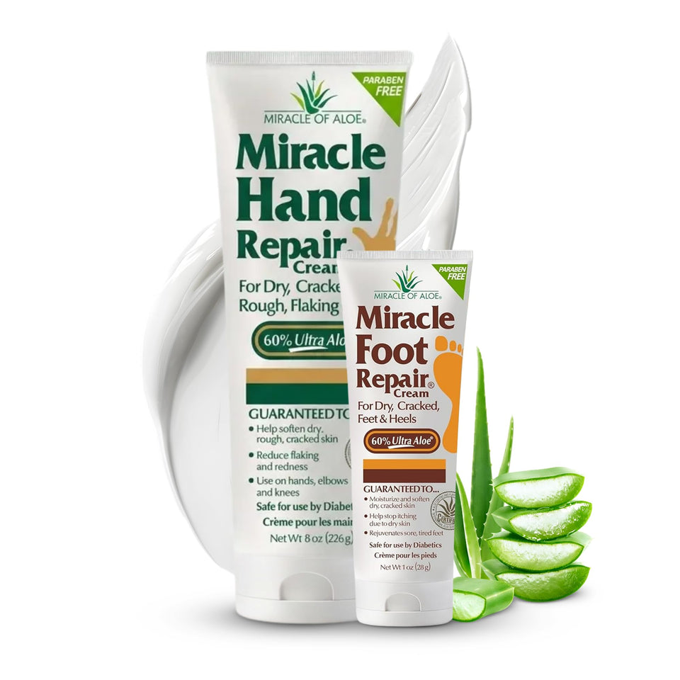 Miracle of Aloe hand tube front showing 8 oz and quick absorption benefit