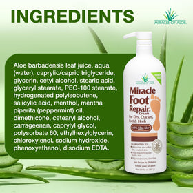 Miracle of Aloe tub held in hand showing 32 oz scale and value