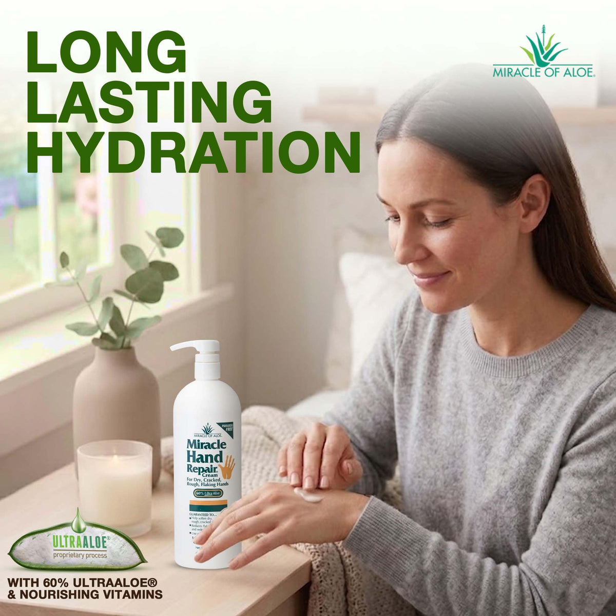 Miracle of Aloe label close-up highlighting 60% UltraAloe ingredient