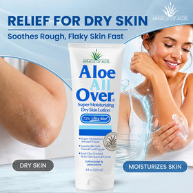 Miracle of Aloe open bottle pump dispensing lotion for easy use