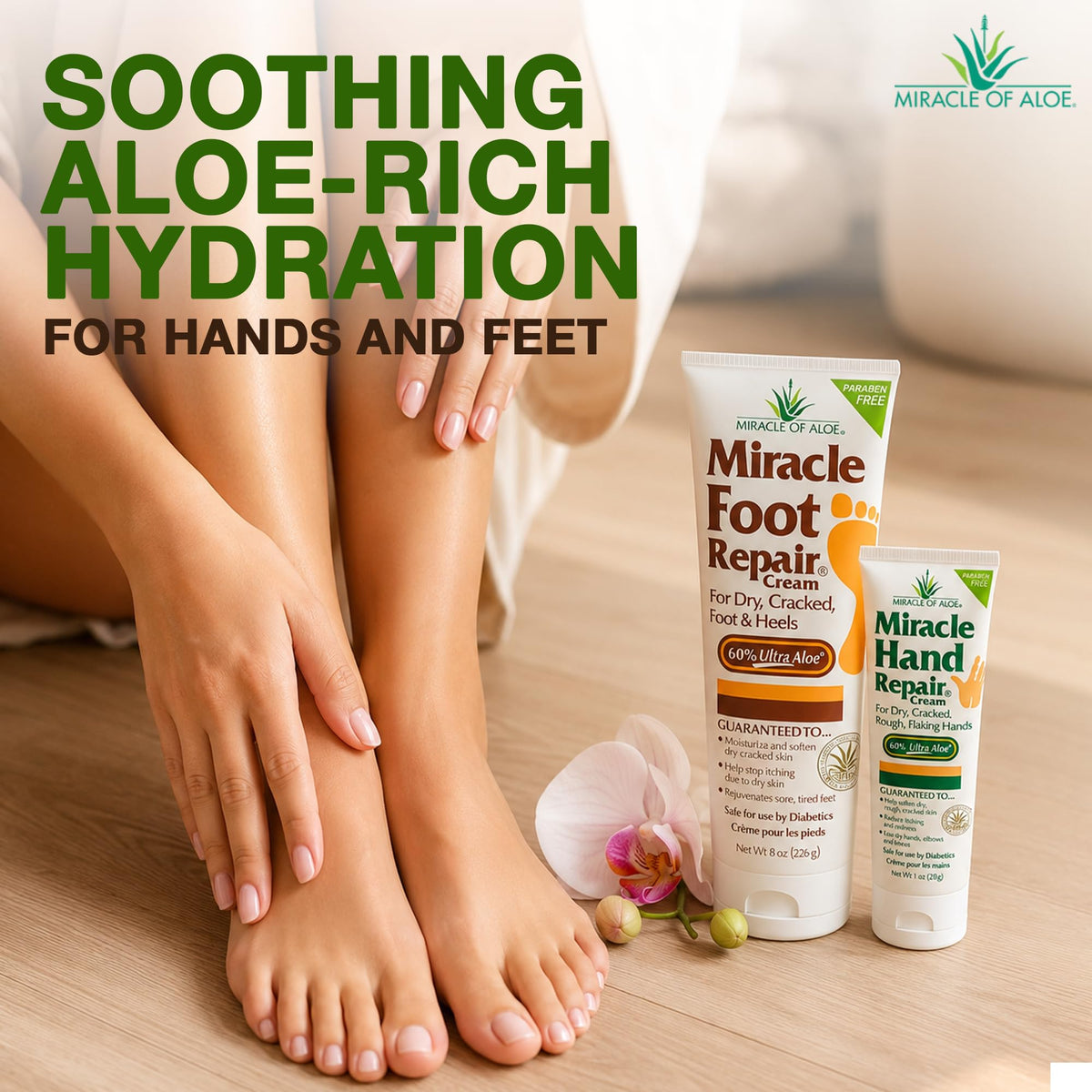 Miracle of Aloe packaging lifestyle shot on vanity suggesting daily routine convenience benefit