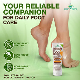 Miracle of Aloe next to a hand for scale showing compact travel-friendly size