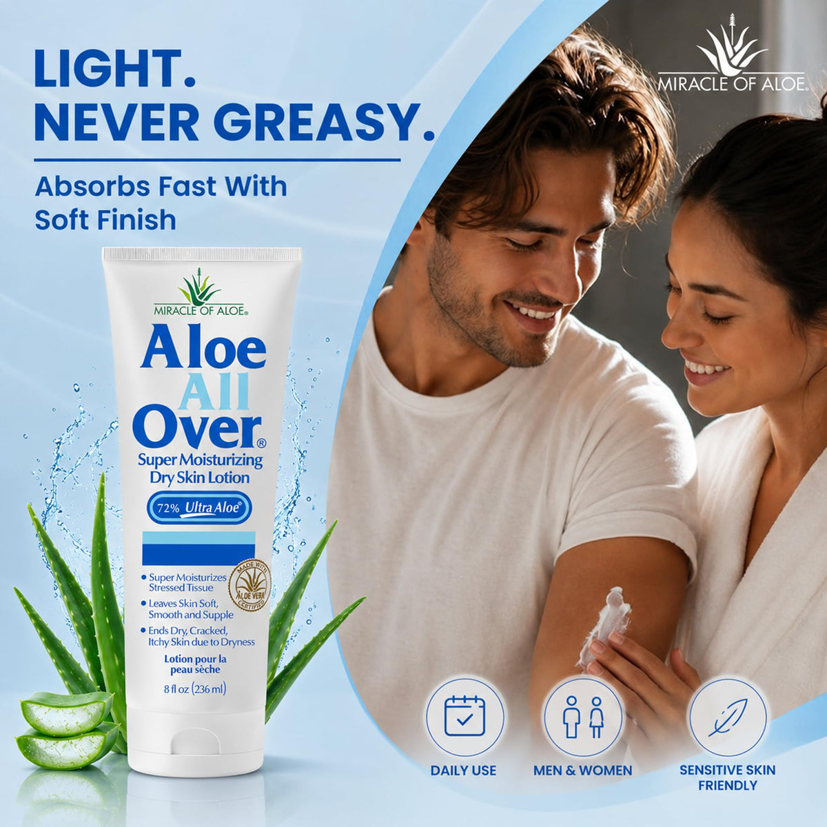 Miracle of Aloe texture close-up highlighting smooth, fast-absorbing feel