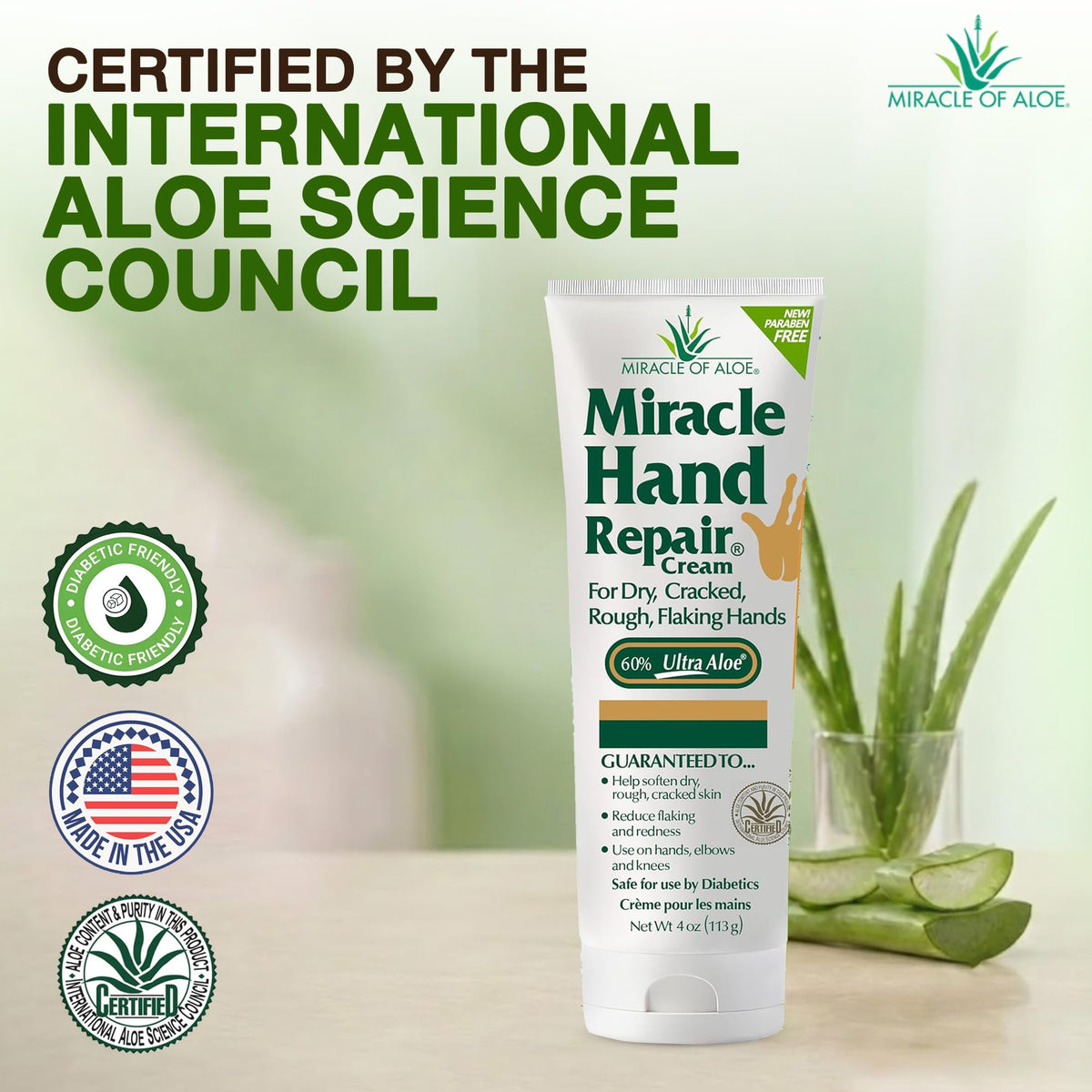 Miracle of Aloe tube close-up highlighting cap and labeling