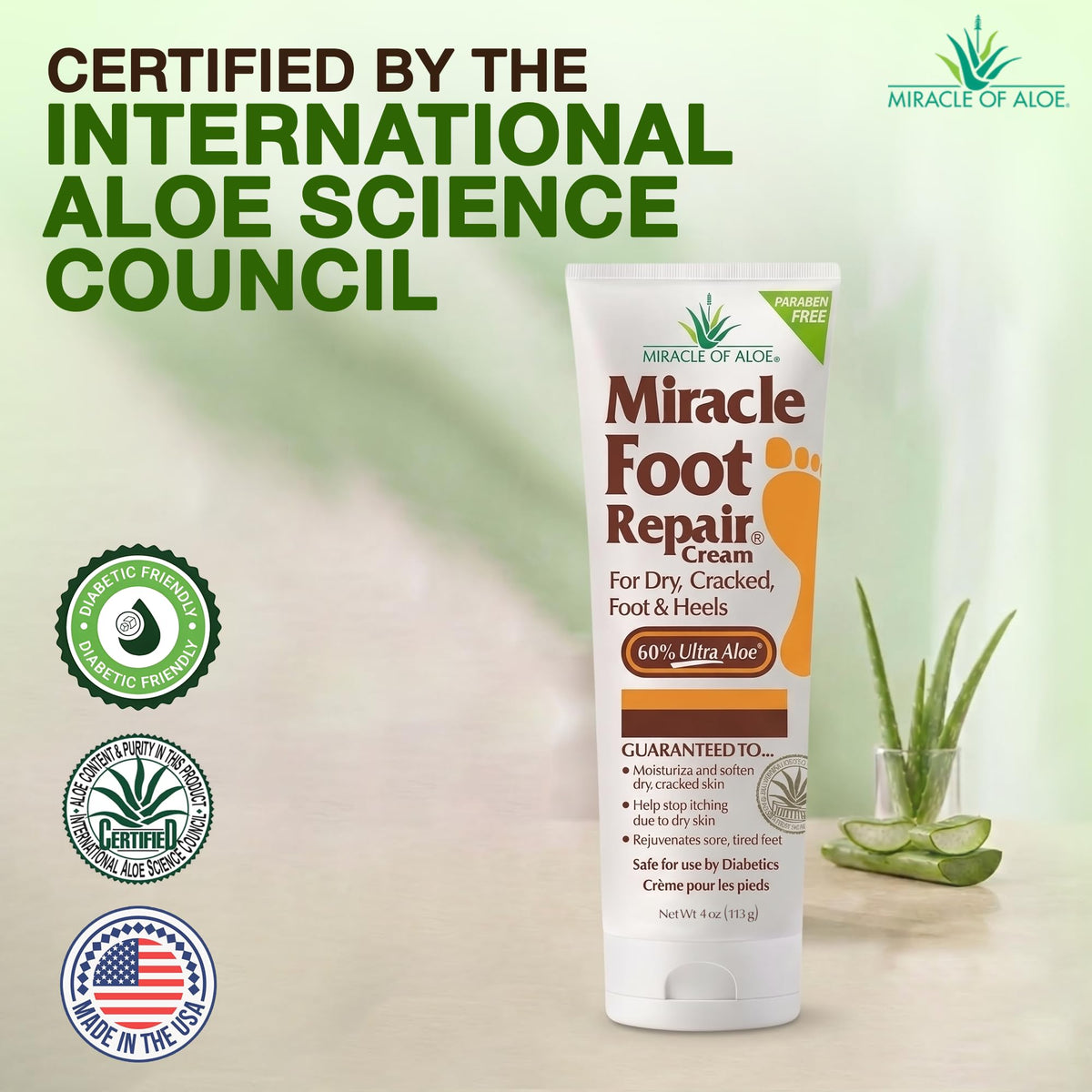 Miracle of Aloe tube top close-up displaying cap and dispensing nozzle