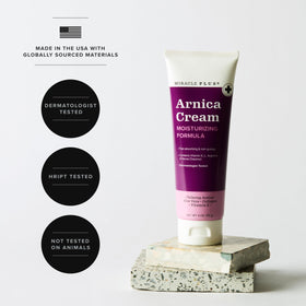 Miracle Plus tube being applied to skin illustrating easy massage-in application and quick absorption