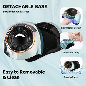 MIRAGE LAYON detachable base removed to show foot space, convenient for pedicures and cleaning