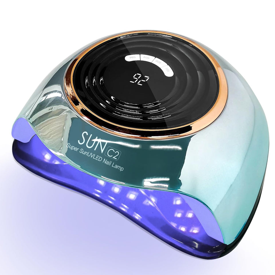 MIRAGE LAYON front view showing compact lamp and glossy blue finish, ideal for fast curing