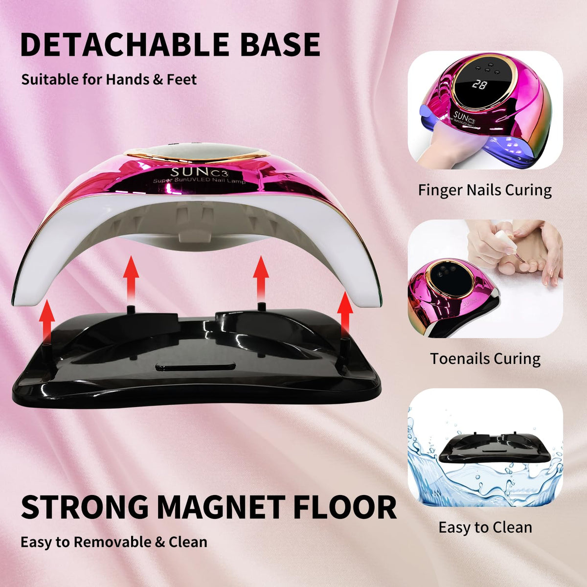 MIRAGE LAYON hand-in-use under lamp demonstrating touch-free auto sensor convenience
