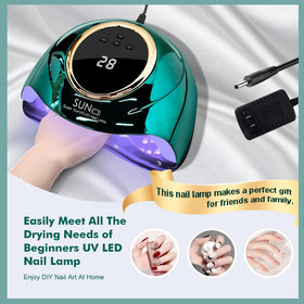 MIRAGE LAYON next to a hand to show scale and comfortable space for full manicure