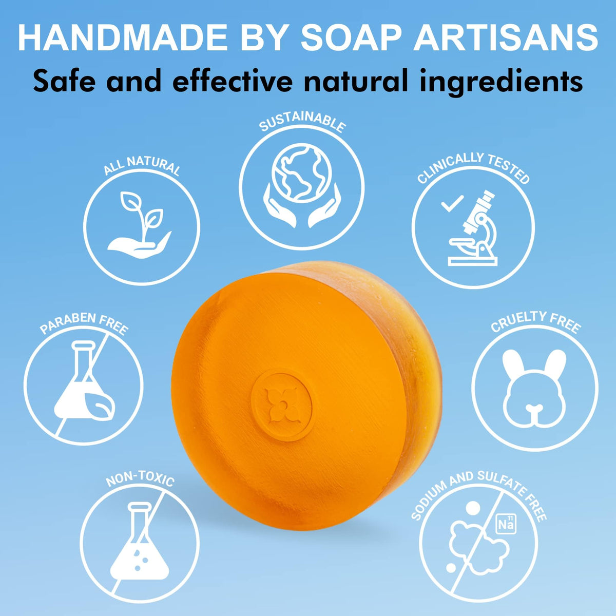 Mirai soap size comparison with hand for scale and convenience