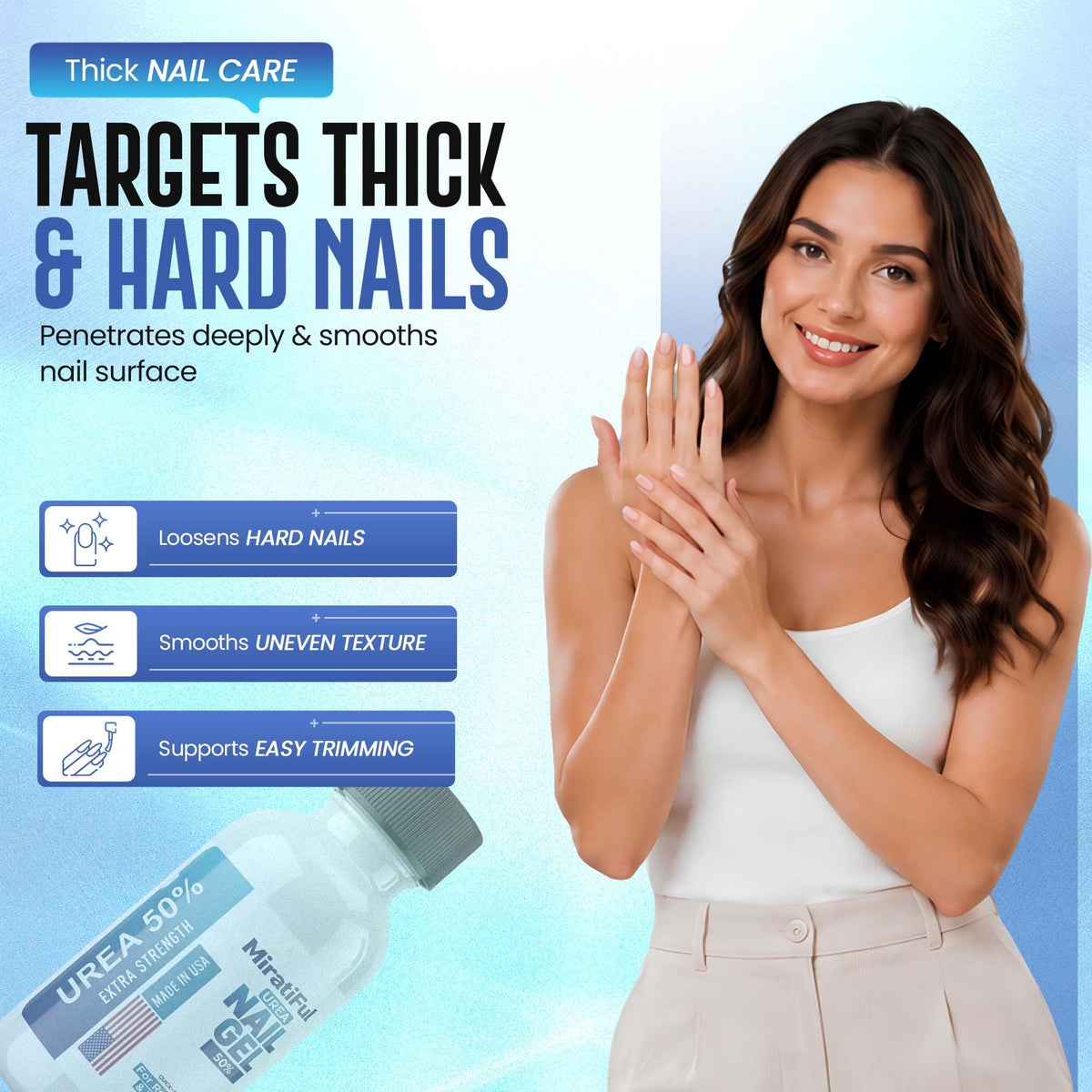 Miratiful gel texture close-up showing lightweight, quick-dry formula
