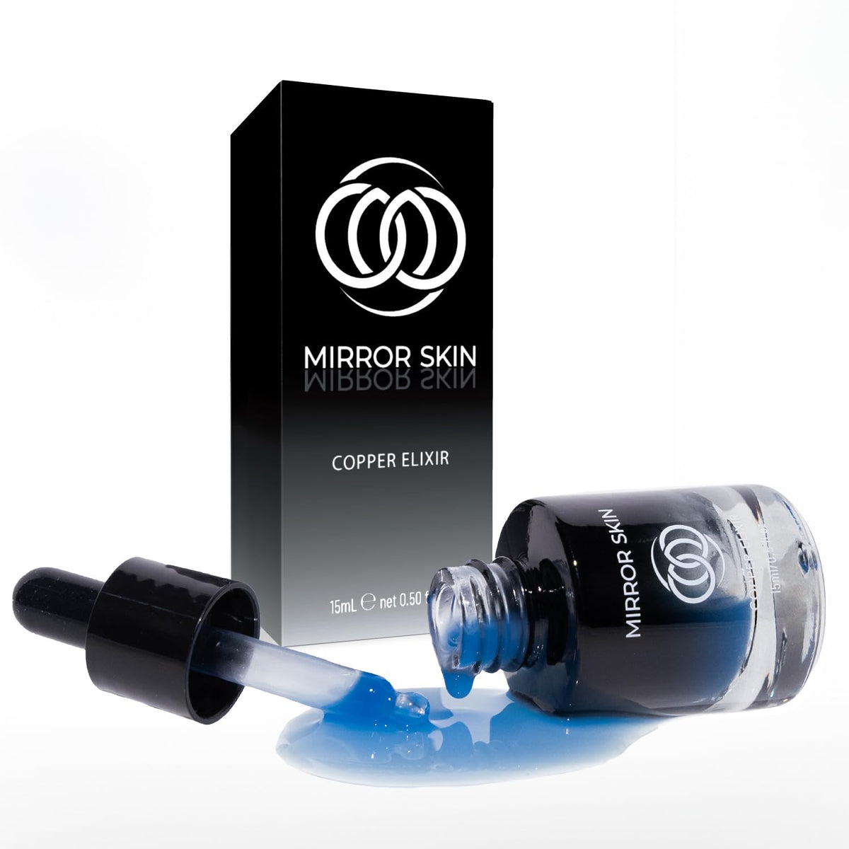 Mirror Skin front packaging showing bottle and label benefits