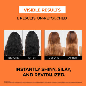 Mise En Scene before and after hair comparison visibly smoother and tamer hair