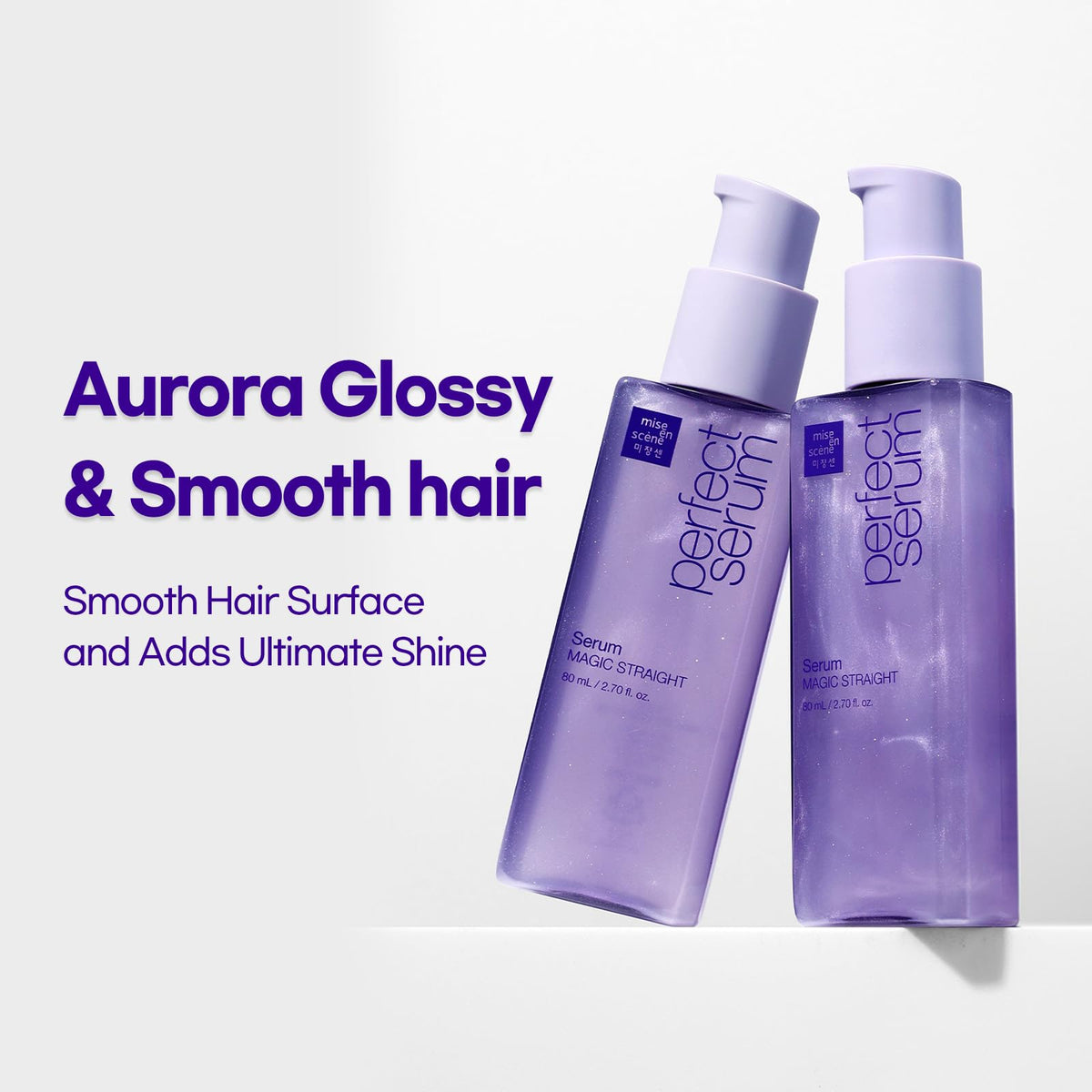 Mise En Scene before and after straightening illustrating sleeker, shinier hair
