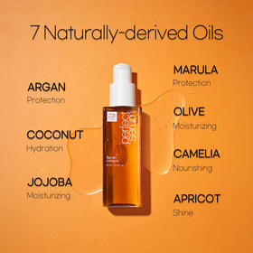 Mise En Scene bottle paired with shampoo and conditioner to complete routine