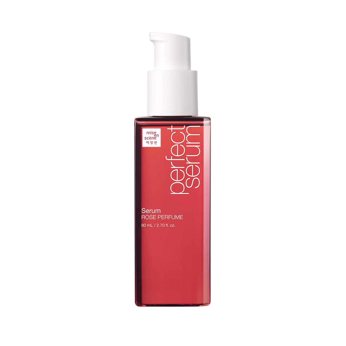 Mise En Scene front packaging showing rose serum benefits and branding