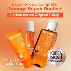 Mise En Scene mini bottles displayed together highlighting convenient travel-ready routine