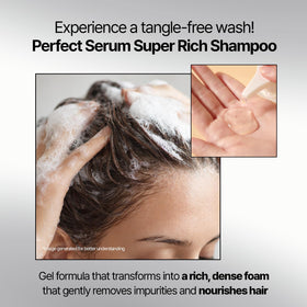 Mise En Scene creamy foam lather in hand illustrating gentle cleansing benefit