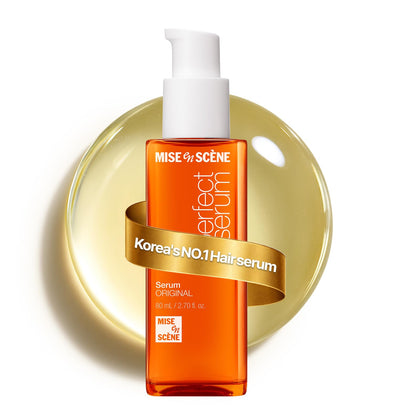Mise En Scene front bottle showing sleek packaging and instant shine benefit