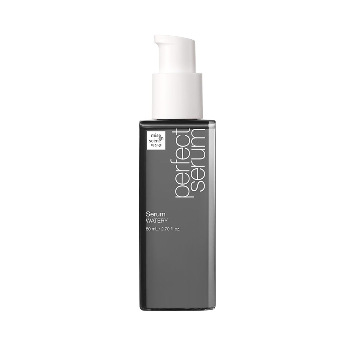 Mise En Scene front bottle showing lightweight hydrating serum and benefits