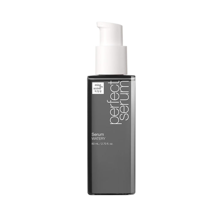 Mise En Scene front bottle showing lightweight hydrating serum and benefits