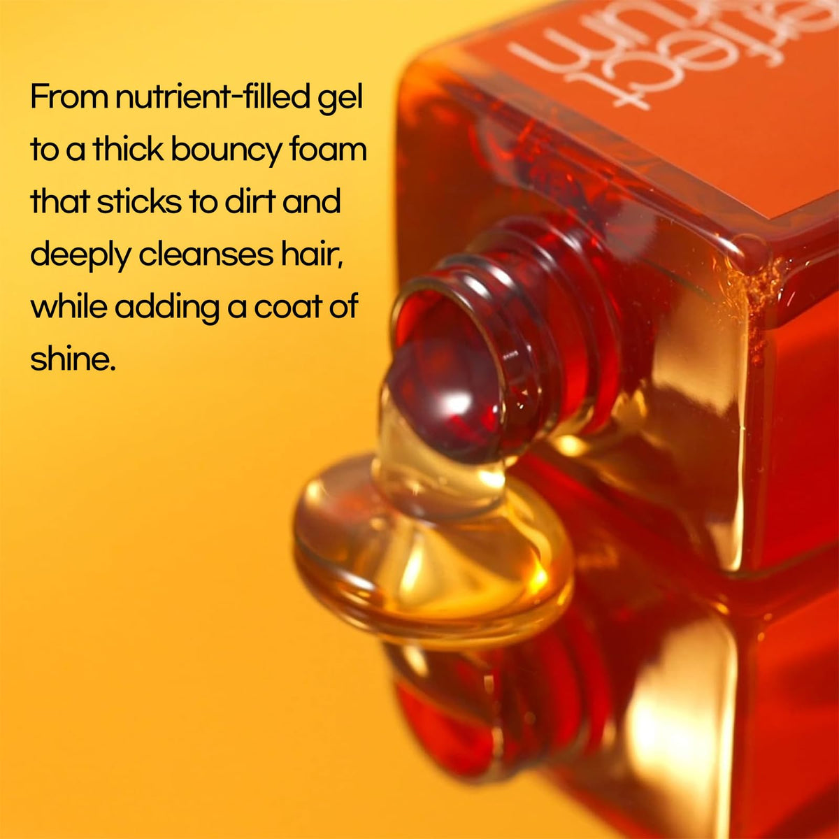 Mise En Scene close-up of pump and label highlighting ingredients and usage directions