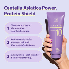 Mise En Scene applying treatment to wet hair for visible repair