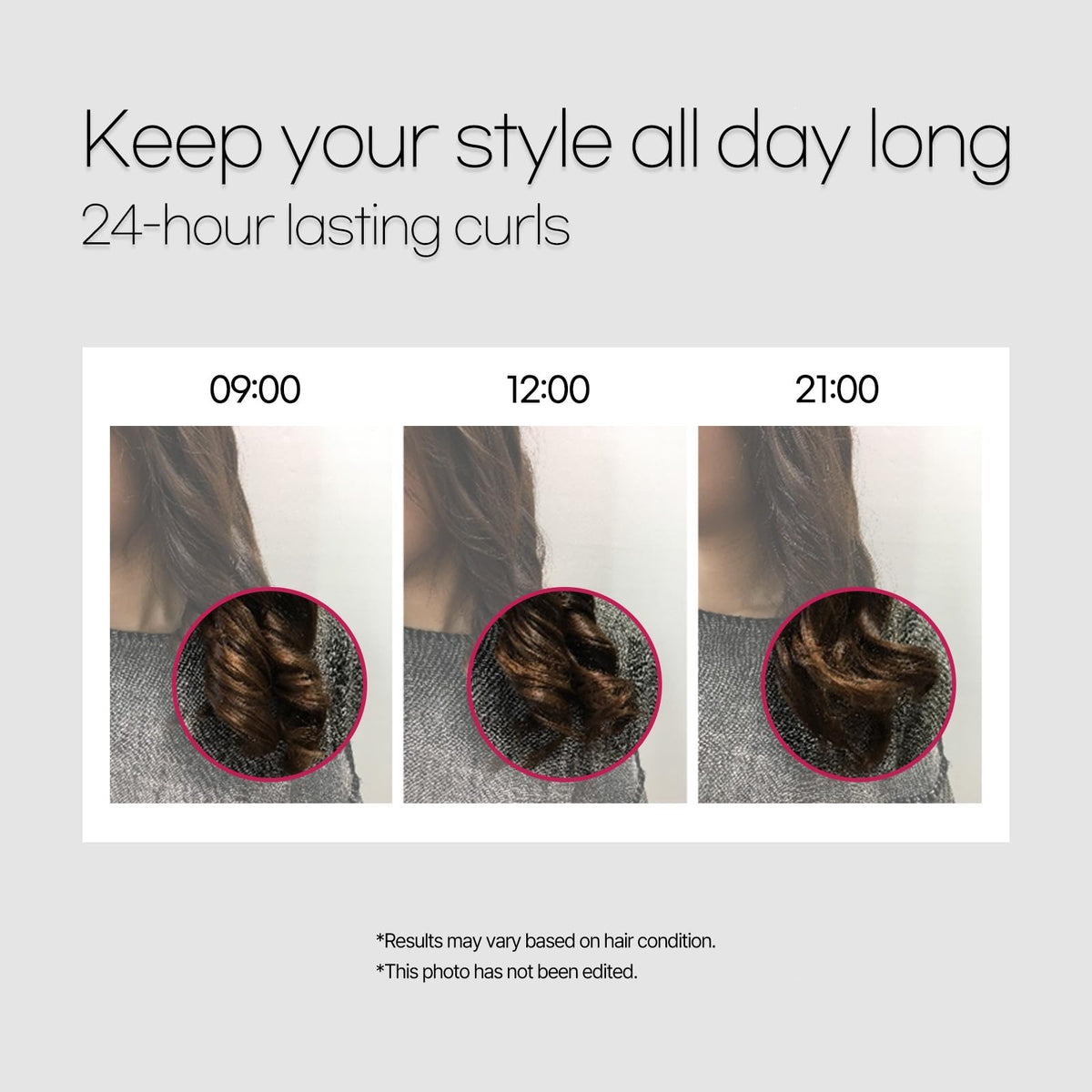 Mise En Scene serum in hand applying to hair for smoother styling