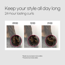 Mise En Scene serum in hand applying to hair for smoother styling