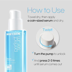 Mise En Scene drops applied to a hair strand demonstrating smoothness and improved manageability