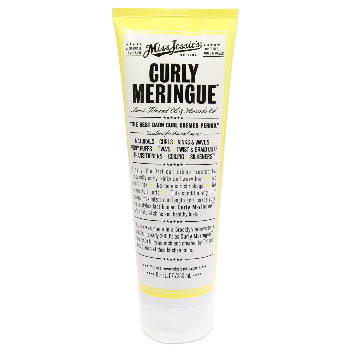 Miss Jessie's Curly Meringue front jar shot showing label and size for styling choice