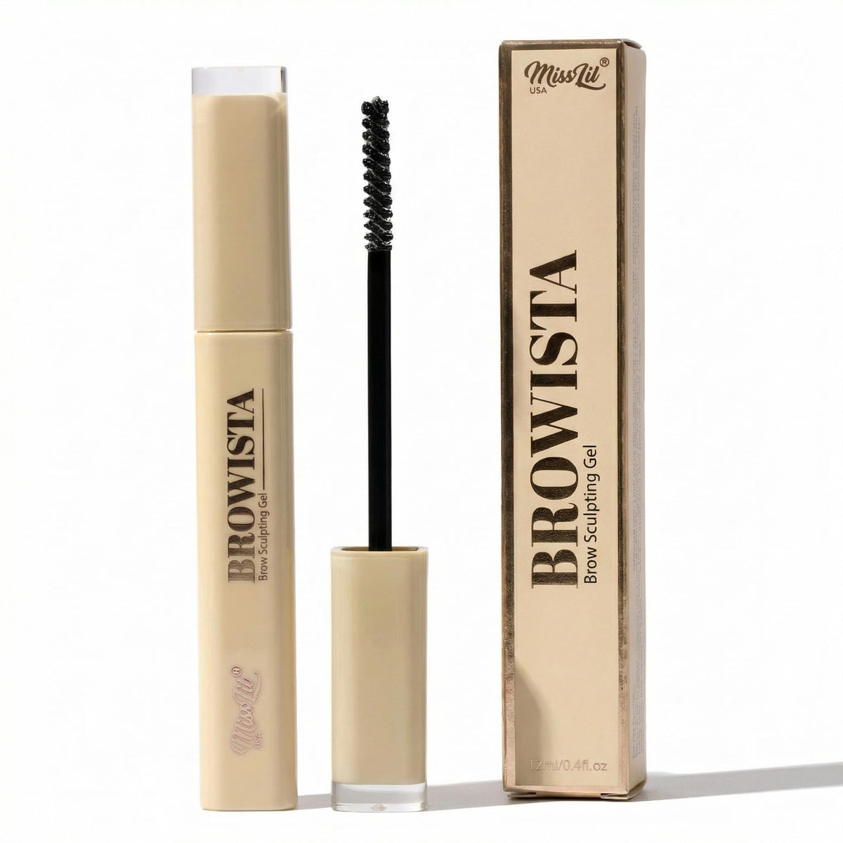 Miss Lil USA front packaging showing product and benefit of polished brows
