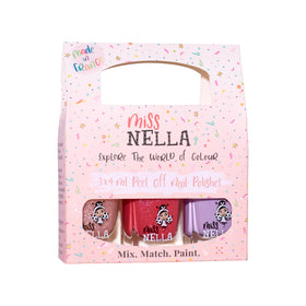MISS NELLA front packaging showing three colourful bottles and playful branding for easy gifting