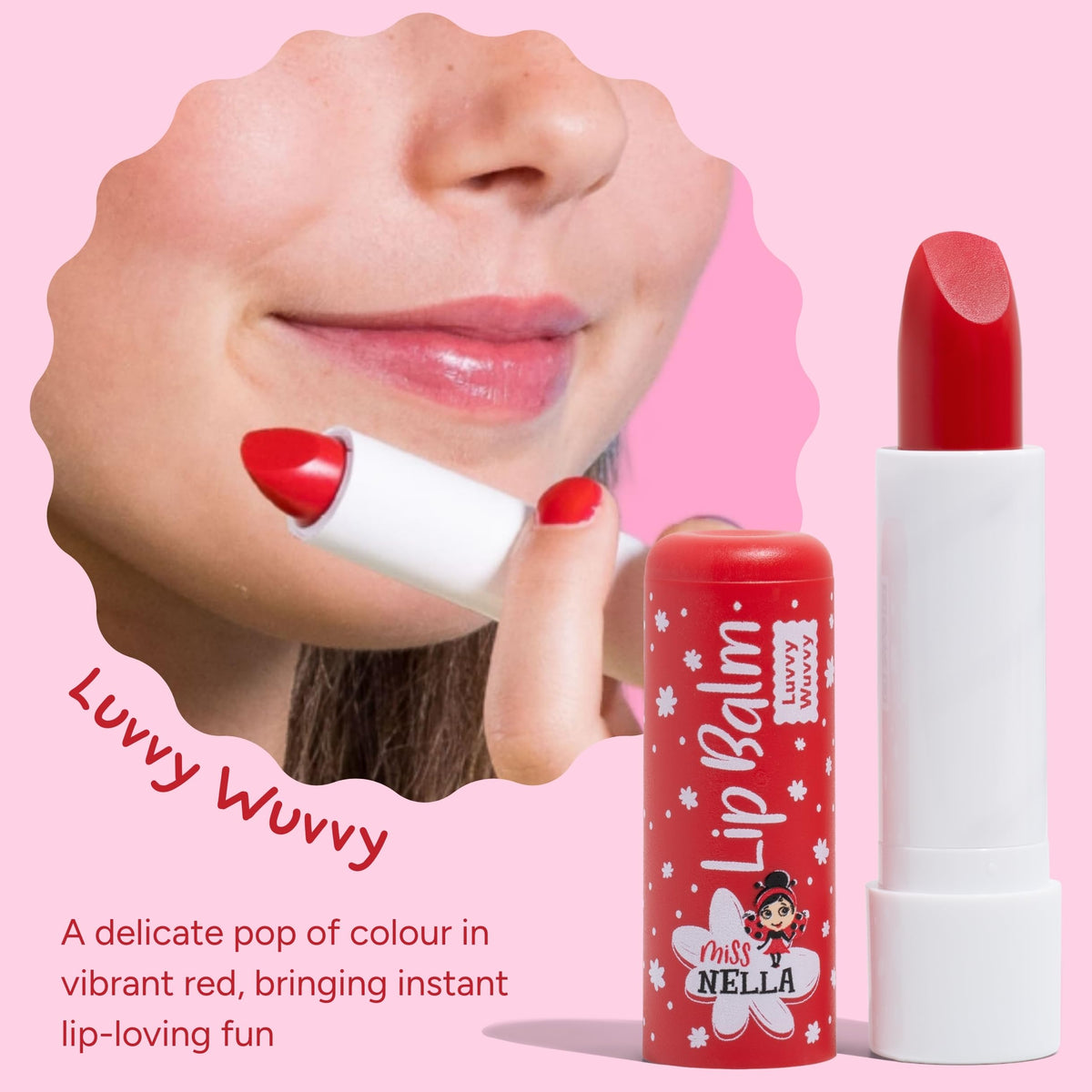 MISS NELLA ingredient label close-up, reassures non-toxic, hypoallergenic formulation