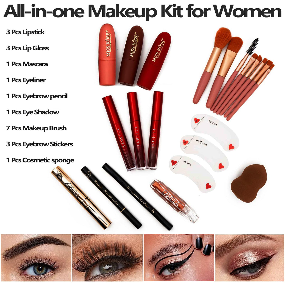 MISS ROSE M lipstick and gloss section demonstrating lip-matching convenience