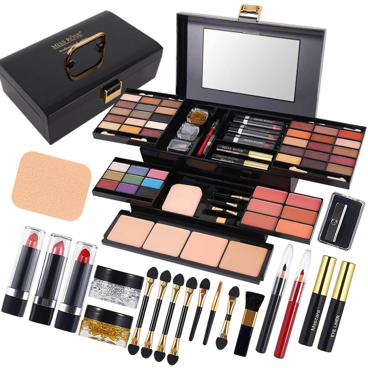 MISS ROSE M open palette front view showing full color range and portability benefit